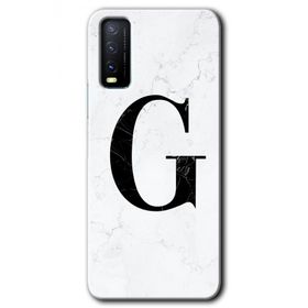 Vivo Y20S Beyaz Mermer Desenli G Harfi Baskılı Uyumlu Silikon Kılıf