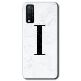 Vivo Y20S Beyaz Mermer Desenli İ Harfi Baskılı Uyumlu Silikon Kılıf
