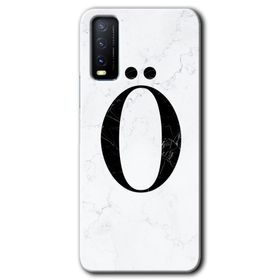 Vivo Y20S Beyaz Mermer Desenli Ö Harfi Baskılı Uyumlu Silikon Kılıf