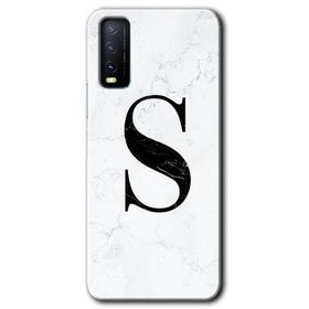 Vivo Y20S Beyaz Mermer Desenli S Harfi Baskılı Uyumlu Silikon Kılıf