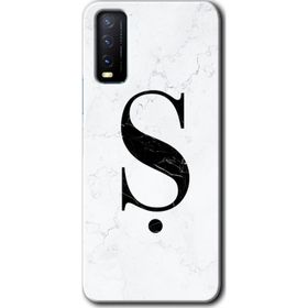 Vivo Y20S Beyaz Mermer Desenli S Harfi Baskılı Uyumlu Silikon Kılıf