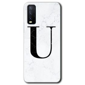 Vivo Y20S Beyaz Mermer Desenli U Harfi Baskılı Uyumlu Silikon Kılıf