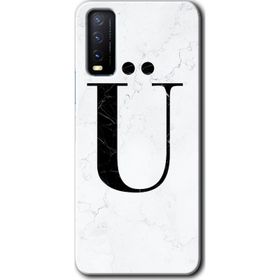 Vivo Y20S Beyaz Mermer Desenli U Harfi Baskılı Uyumlu Silikon Kılıf