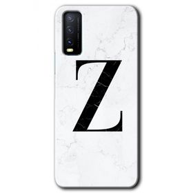 Vivo Y20S Beyaz Mermer Desenli Z Harfi Baskılı Uyumlu Silikon Kılıf