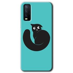 Vivo Y20S Cat Vector Baskılı Uyumlu Silikon Kılıf