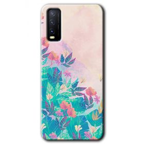 Vivo Y20S Çizim Yapraklar Baskılı Uyumlu Silikon Kılıf
