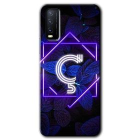 Vivo Y20S Dark Neon Yaprak C Harfi Baskılı Uyumlu Silikon Kılıf