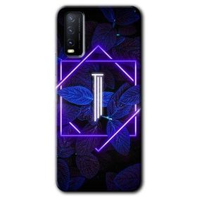Vivo Y20S Dark Neon Yaprak I Harfi Baskılı Uyumlu Silikon Kılıf