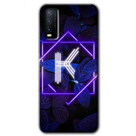 Vivo Y20S Dark Neon Yaprak K Harfi Baskılı Uyumlu Silikon Kılıf