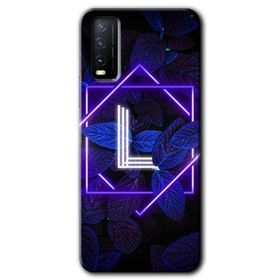 Vivo Y20S Dark Neon Yaprak L Harfi Baskılı Uyumlu Silikon Kılıf