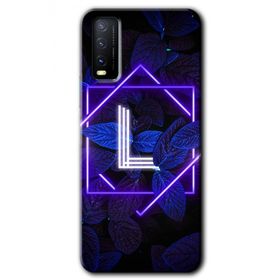 Vivo Y20S Dark Neon Yaprak L Harfi Baskılı Uyumlu Silikon Kılıf