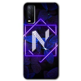 Vivo Y20S Dark Neon Yaprak N Harfi Baskılı Uyumlu Silikon Kılıf