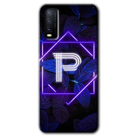 Vivo Y20S Dark Neon Yaprak P Harfi Baskılı Uyumlu Silikon Kılıf