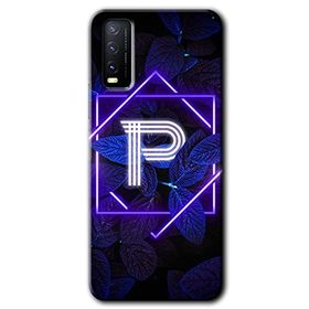 Vivo Y20S Dark Neon Yaprak P Harfi Baskılı Uyumlu Silikon Kılıf
