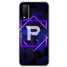 Vivo Y20S Dark Neon Yaprak P Harfi Baskılı Uyumlu Silikon Kılıf