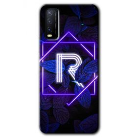 Vivo Y20S Dark Neon Yaprak R Harfi Baskılı Uyumlu Silikon Kılıf
