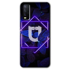 Vivo Y20S Dark Neon Yaprak U Harfi Baskılı Uyumlu Silikon Kılıf