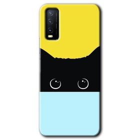 Vivo Y20S Kara Kedi Baskılı Uyumlu Silikon Kılıf