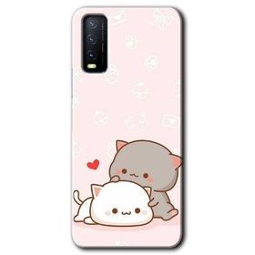 Vivo Y20S Kedi Aşkı Baskılı Uyumlu Silikon Kılıf