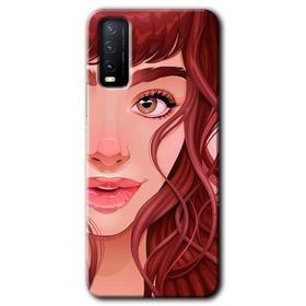 Vivo Y20S Kızıl Kız Baskılı Uyumlu Silikon Kılıf