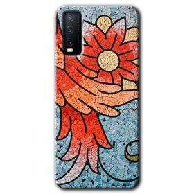 Vivo Y20S Mozaik Çiçek Baskılı Uyumlu Silikon Kılıf