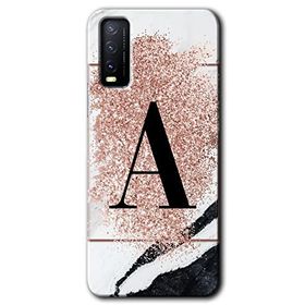 Vivo Y20S Pembe Mermer Desenli A Harfi Baskılı Uyumlu Silikon Kılıf