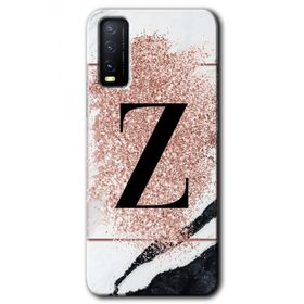 Vivo Y20S Pembe Mermer Desenli Z Harfi Baskılı Uyumlu Silikon Kılıf