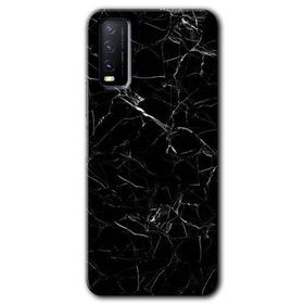 Vivo Y20S Siyah Mermer Baskılı Uyumlu Silikon Kılıf