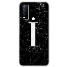 Vivo Y20S Siyah Mermer Desenli I Harfi Baskılı Uyumlu Silikon Kılıf