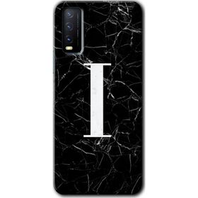 Vivo Y20S Siyah Mermer Desenli I Harfi Baskılı Uyumlu Silikon Kılıf