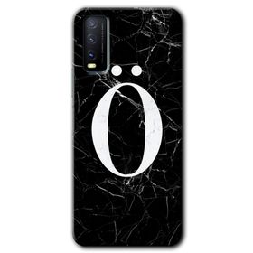 Vivo Y20S Siyah Mermer Desenli O Harfi Baskılı Uyumlu Silikon Kılıf