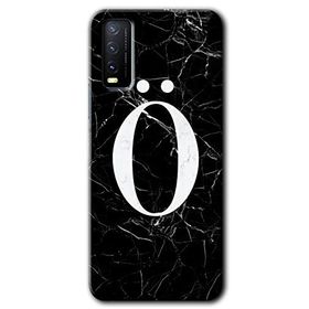 Vivo Y20S Siyah Mermer Desenli O Harfi Baskılı Uyumlu Silikon Kılıf