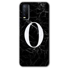 Vivo Y20S Siyah Mermer Desenli O Harfi Baskılı Uyumlu Silikon Kılıf