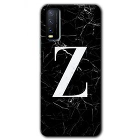 Vivo Y20S Siyah Mermer Desenli Z Harfi Baskılı Uyumlu Silikon Kılıf