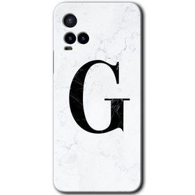 Vivo Y21 Beyaz Mermer Desenli G Harfi Baskılı Uyumlu Silikon Kılıf