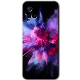 Vivo Y21 Color Splash Purple Baskılı Uyumlu Silikon Kılıf