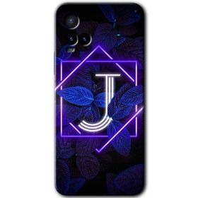 Vivo Y21 Dark Neon Yaprak J Harfi Baskılı Uyumlu Silikon Kılıf