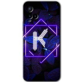 Vivo Y21 Dark Neon Yaprak K Harfi Baskılı Uyumlu Silikon Kılıf