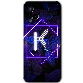 Vivo Y21 Dark Neon Yaprak K Harfi Baskılı Uyumlu Silikon Kılıf