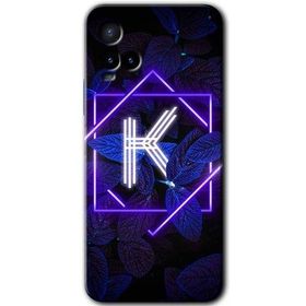 Vivo Y21 Dark Neon Yaprak K Harfi Baskılı Uyumlu Silikon Kılıf