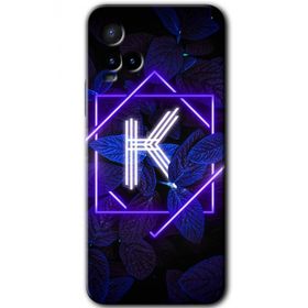 Vivo Y21 Dark Neon Yaprak K Harfi Baskılı Uyumlu Silikon Kılıf