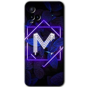 Vivo Y21 Dark Neon Yaprak M Harfi Baskılı Uyumlu Silikon Kılıf