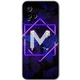 Vivo Y21 Dark Neon Yaprak M Harfi Baskılı Uyumlu Silikon Kılıf