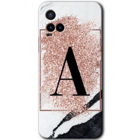 Vivo Y21 Pembe Mermer Desenli A Harfi Baskılı Uyumlu Silikon Kılıf
