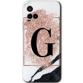 Vivo Y21 Pembe Mermer Desenli Ç Harfi Baskılı Uyumlu Silikon Kılıf