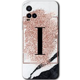 Vivo Y21 Pembe Mermer Desenli İ Harfi Baskılı Uyumlu Silikon Kılıf