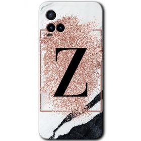 Vivo Y21 Pembe Mermer Desenli Z Harfi Baskılı Uyumlu Silikon Kılıf