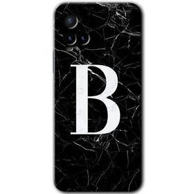 Vivo Y21 Siyah Mermer Desenli B Harfi Baskılı Uyumlu Silikon Kılıf
