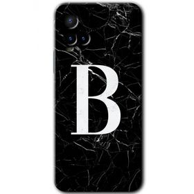 Vivo Y21 Siyah Mermer Desenli B Harfi Baskılı Uyumlu Silikon Kılıf