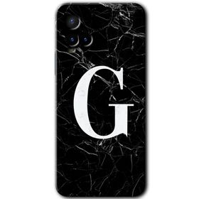 Vivo Y21 Siyah Mermer Desenli G Harfi Baskılı Uyumlu Silikon Kılıf